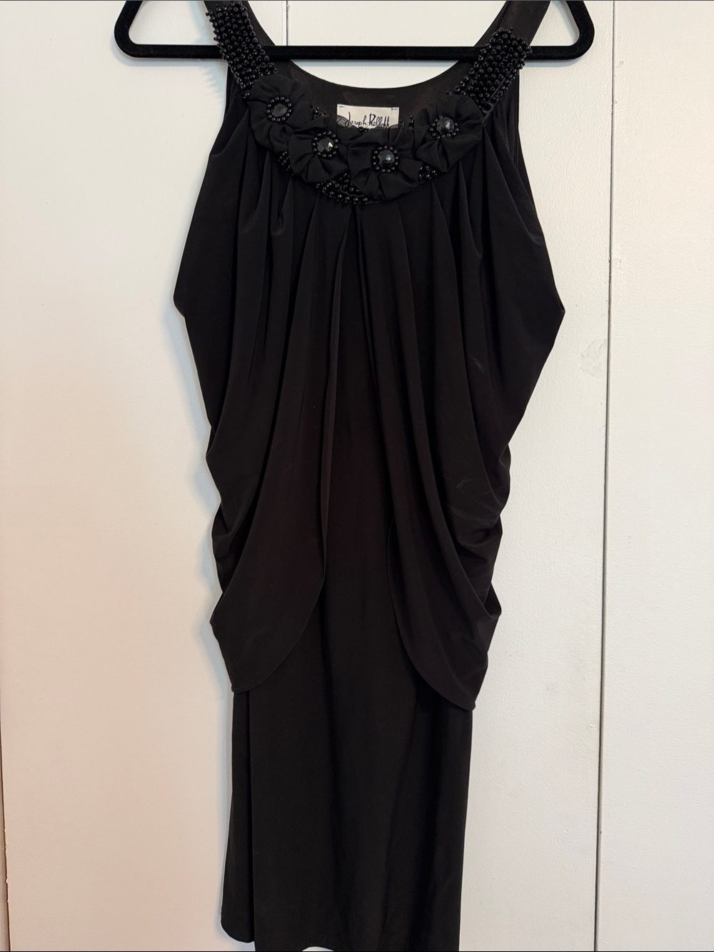 Joseph Ribkoff Black Drapped Halter Midi Dress